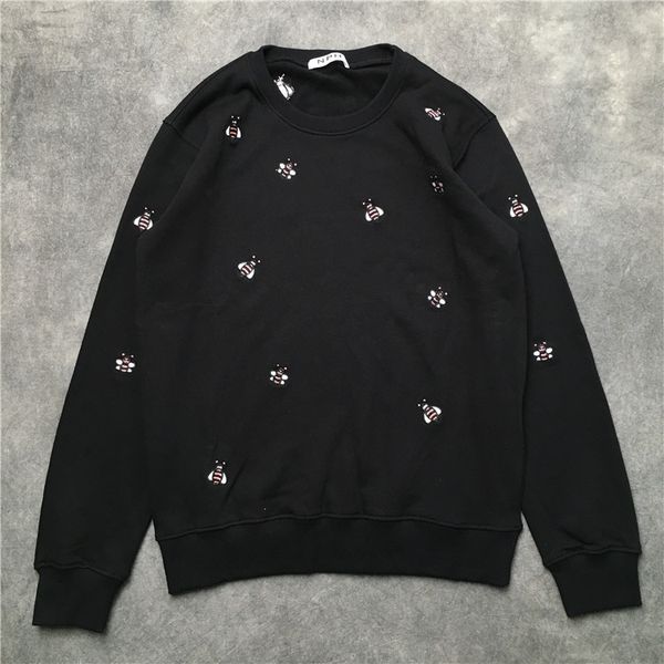 

men's hoodies & sweatshirts embroidered bee hoodie, coarse cotton sweater, wool, n. e9, , 19, Black