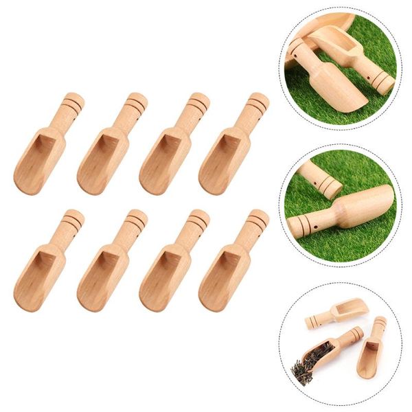

spoons 8pcs mini wooden durable powder scoops household small (khaki)