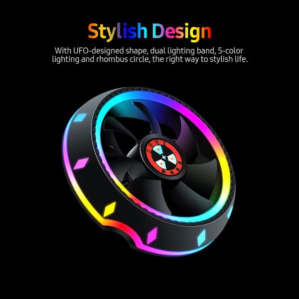 

all-in-one cpu air cooler ufo-designed 5-color lighting push configuration intel/ amd universal socket with fluid bearing black fans & cooli