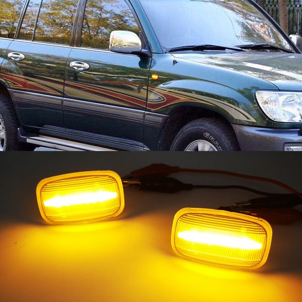 Neue 2 stücke Blinker Lampe Dynamische LED Seitenmarkierung Fender Lichter Flowing für Toyota Land Cruiser Landcruiser 70 80 100 Series