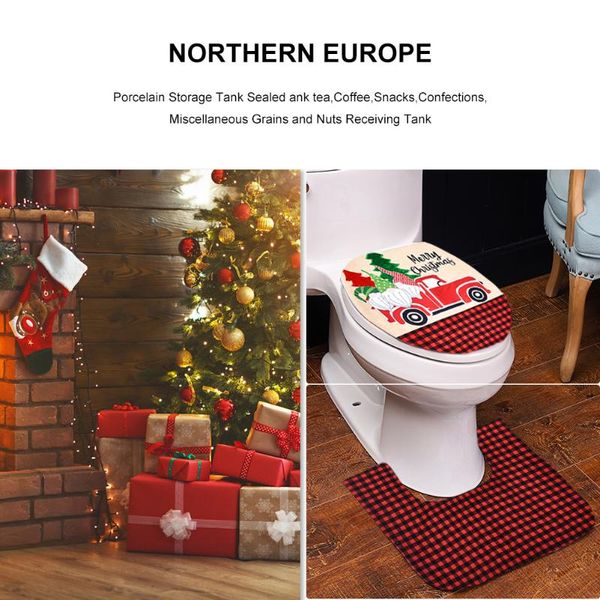 

toilet seat covers 2pcs christmas decoration cover linen floor mat for home el