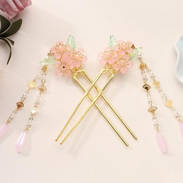 

hair clips & barrettes flower sticks tassel bride hairpin women jewelry headdress accessory crab chinese clamp, Golden;silver