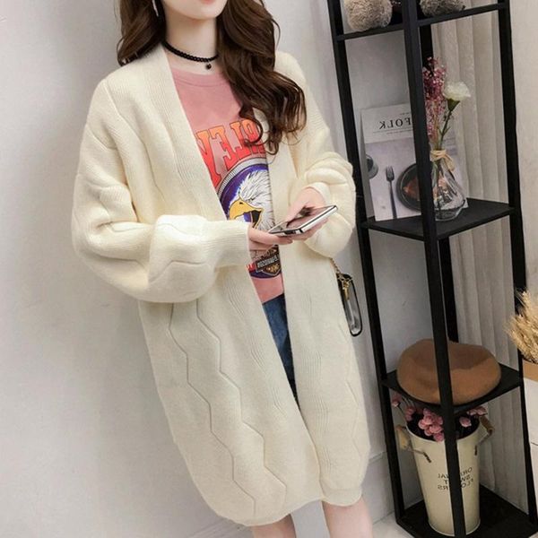 

women's sweaters oversized loose long sweater cardigan korean stylish outwear soft warm winter knitted white coat wdc1488, White;black
