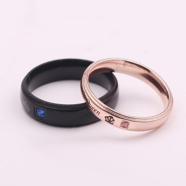 

wedding rings exquisite couple ring black her king rose gold his queen zinc alloy mosaic crystal jewelry for lovers accessories gifts, Slivery;golden