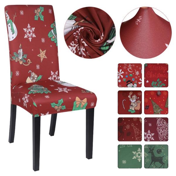 

spandex printed chair cover elastic dining slipcover seat protector stretch removable covers christmas gifs