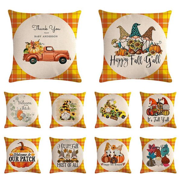 

cushion/decorative pillow thanksgiving linen pillowcase pumpkin truck series sofa cushion cover for home living room car decoration throw