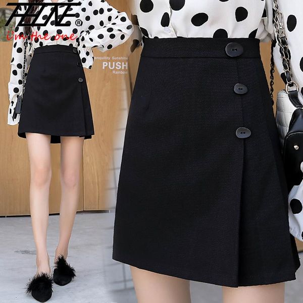 

skirts thhone women's clothing plus size midi skirt women high waist button retro a-line pencil big 5xl short, Black