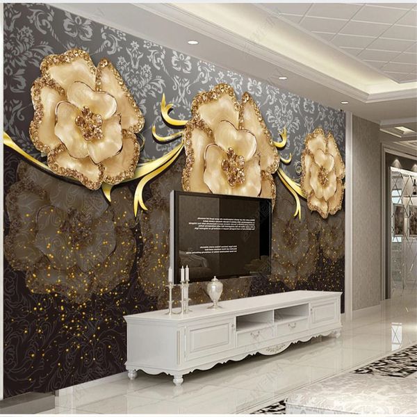 Klassische Malerei Tapete Schöne Schmuck Jade Carving Blumen Tapeten Duft Hintergrund Wallnd Wand