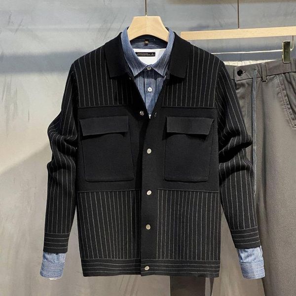 

men's jackets 2021 spring and autumn sweater jacket knit cardigan korean men bomber fashion, Black;brown