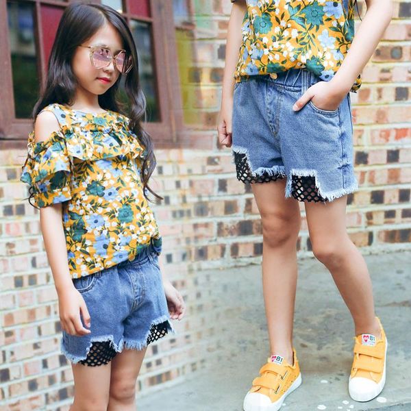 

girls shorts summer korean wild thin section pants children's jeans, Blue