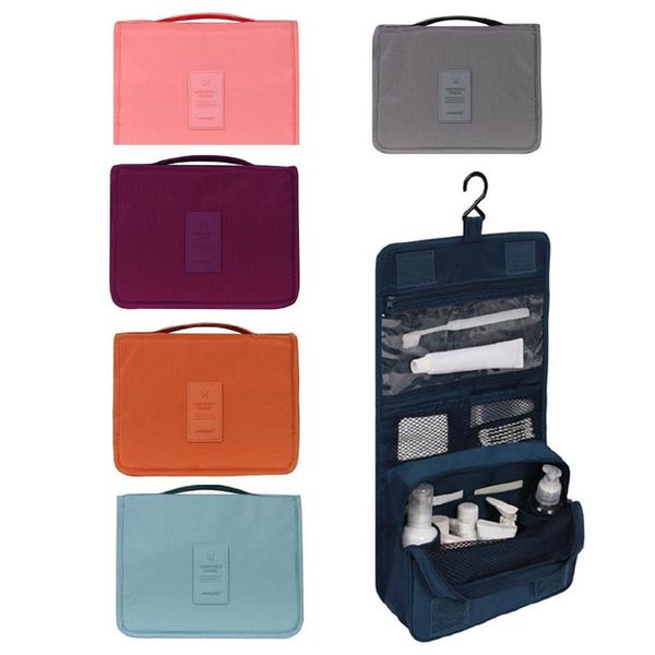 

portable storage bags solid color foldable travel toiletry bag large capacity hanging organizer finishing cosmetic wash boxes & bins