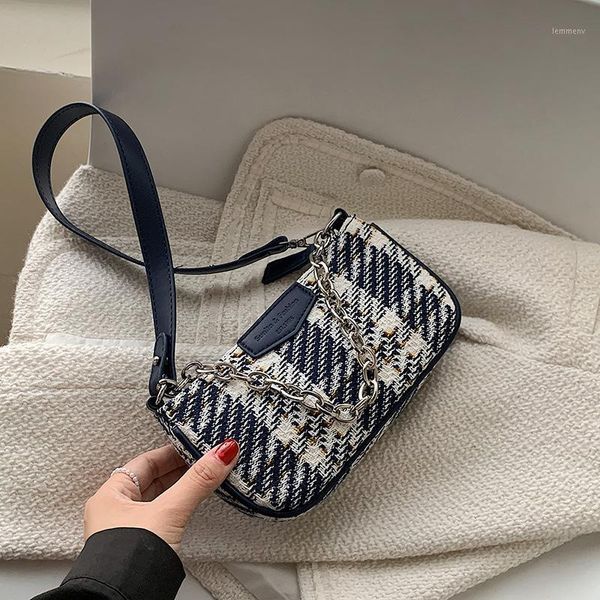 

evening bags small crossbody 2021 summer high-quality woolen cloth women's designer handbag lattice shoulder underarm bag1