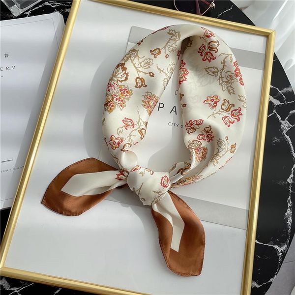 

scarves floral silk scarf square women elegant hijab headband foulard hair bands neckerchief shawl wrap female bandana fashion 2021, Blue;gray
