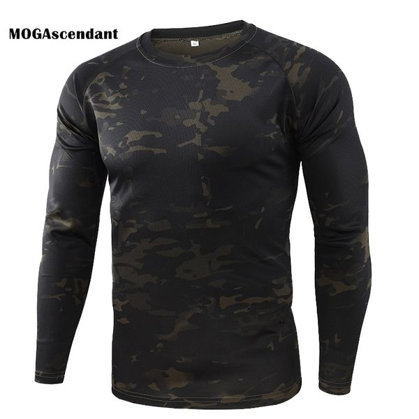

camouflage t shirt men's breathable quick dry long sleeve t-shirt male outdoor sports army combat tactical military camo tshirts 210329, White;black