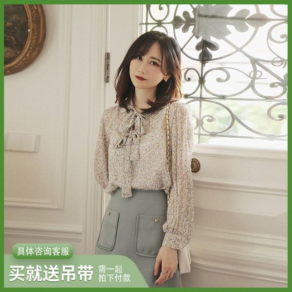 

women's blouses & shirts elegant french original in the summer of 2021 painting floral blouse super female fairy breathable with shirt, White