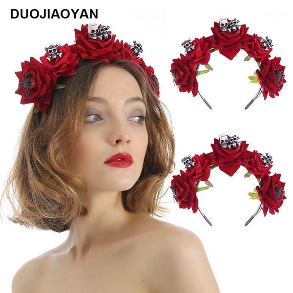 

hair accessories for halloween skull shape adjustable headband headdress cute flower prom crown party costume floral1
