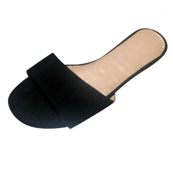 

women's slippers fashion pu leather ladies sandals flat shoes outdoor beach non-slip #lr31, Black