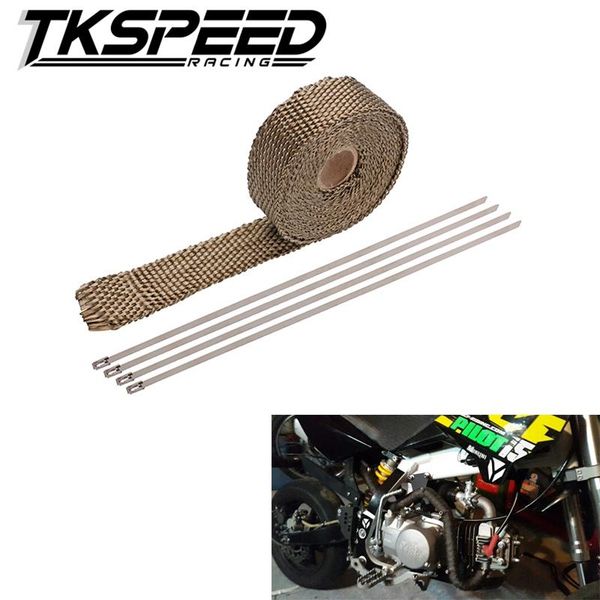 

motorcycle exhaust system titanium car incombustible turbo manifold heat thermal wrap tape & stainless ties 1.5mm*25mm*5m