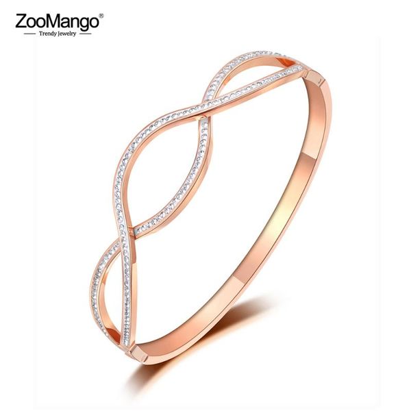 

zoomango sparkling mosaic rhinestone cross bangles & bracelet jewelry rose gold stainless steel wedding bangle for women zb19091, Black