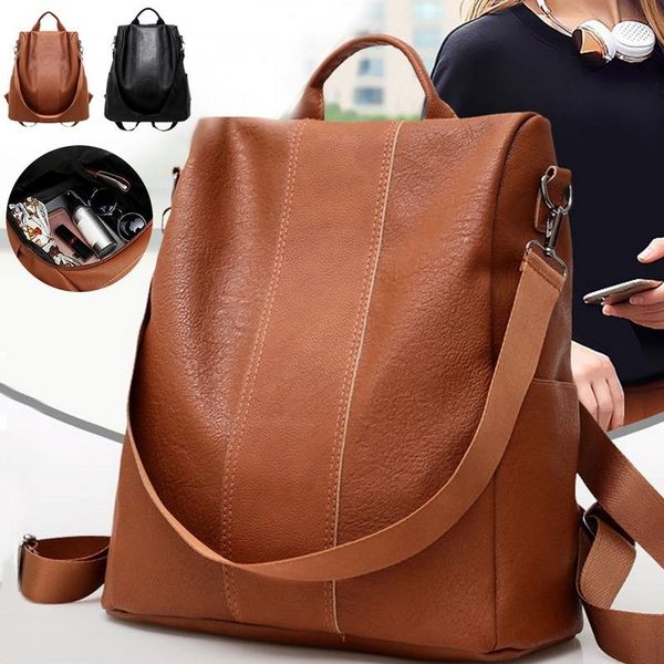 

backpack fashion anti-theft women backpacks waterproof pu leather female ladies large capacity men's bag