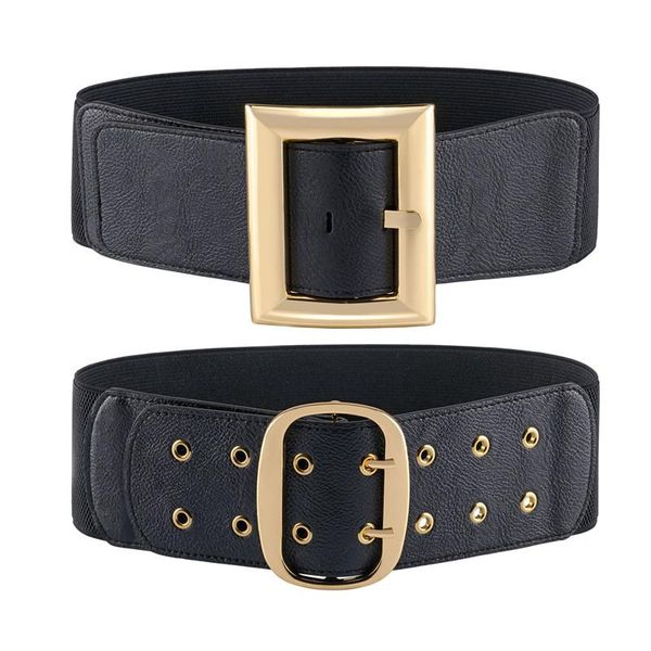 

belts jovivi est ladies luxury waistband women punk cool belt wide elastic dress decoration for fashion, Black;brown