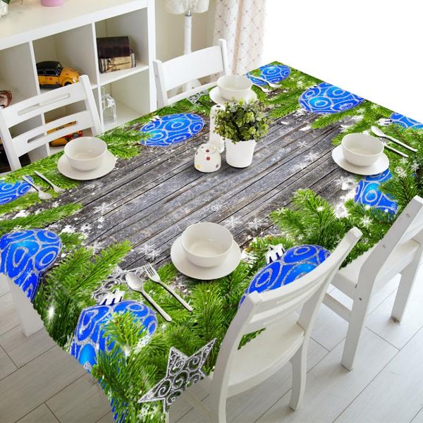 

table cloth 3d tablecloth christmas tree blue jingle bell pattern waterproof thicken rectangular and round for wedding