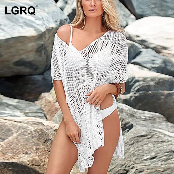 

women's swimwear [lgrq] women black knitting sandy beach sun protection hollow out cover ups spring autumn arrival 19d2565, White;black