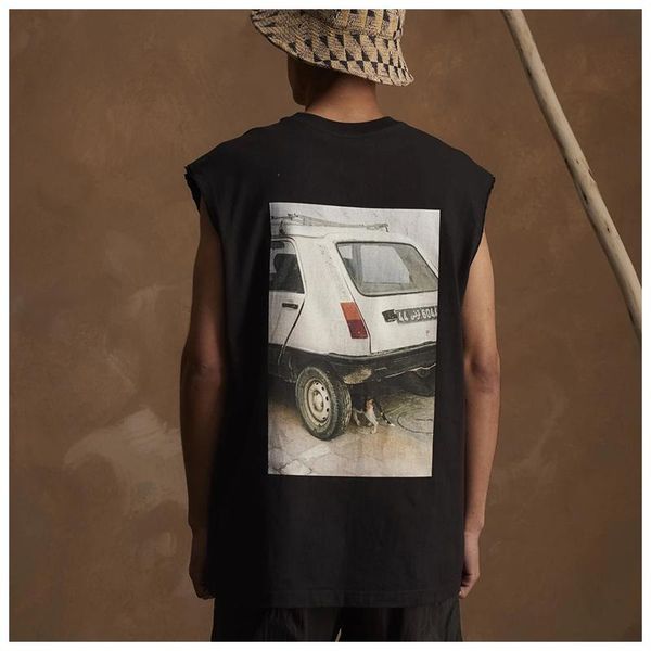 

men' tank song for the mute 1:1 printed and women' vest t-shirt high street trendy loose couple, White;black