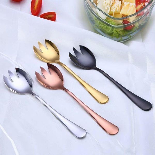 

spoons gold salad stainless steel spoon set 2 pcs cutlery unique dessert ettuce kitchen accessories