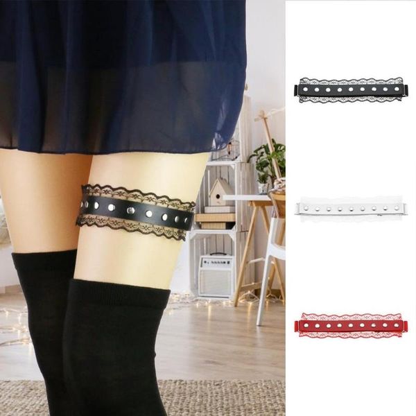 

belts women leg ring adjustable party bridal accessories cosplay lace elastic garter belt suspender thigh harness, Black;brown
