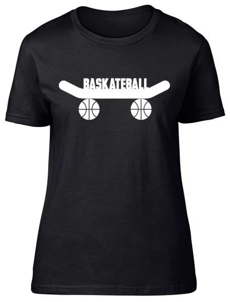 

baskateball ladies womens fitted t-shirt, White;black