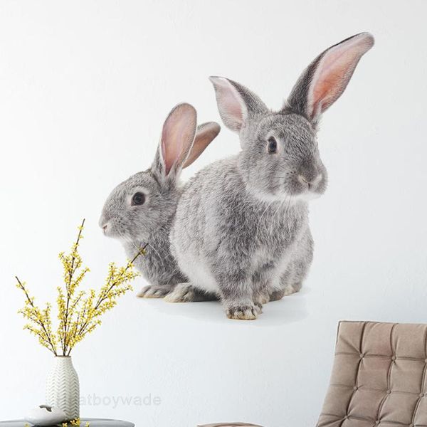 

wall stickers cute two rabbits for living room simulation sticker pvc decals refrigerator tile decoration