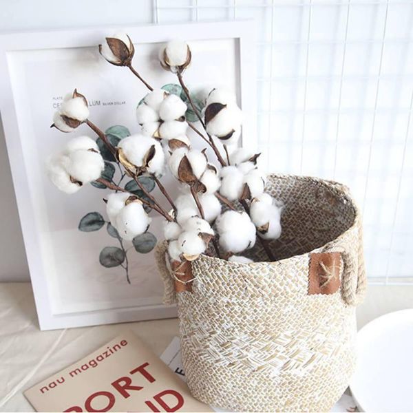 

decorative flowers & wreaths 10 head naturally dried cotton flower artificial plants floral branch rustic style vase display filler wedding