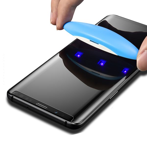 UV Nano Sıvı Tutkal Cep Telefonu Ekran Koruyucu Ultra-ince Tam 3D Kavisli Kenar Temperli Cam Samsung Note 20 S21 Ultra S22 Not10 S10 S20 S22