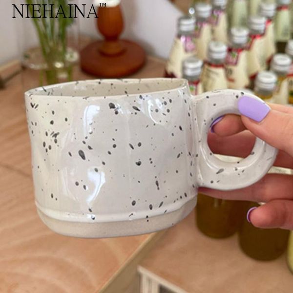 

mugs 300ml creative retro ceramic splash ink wave dot mug coffee milk cup minimalist design home couple water
