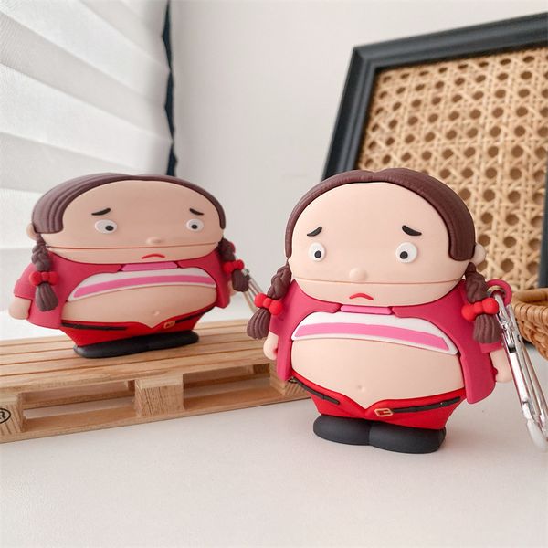 

new luxury 3d braid fat girl case for apple airpods 1 2 wireless headset soft silicone earphone protect cover for airpod pro 3 with hook