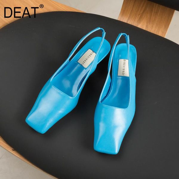 

dress shoes [deat] 2021 spring summer square toe shallow temperament simple pu leather high heels sandals for women tide 10i737, Black