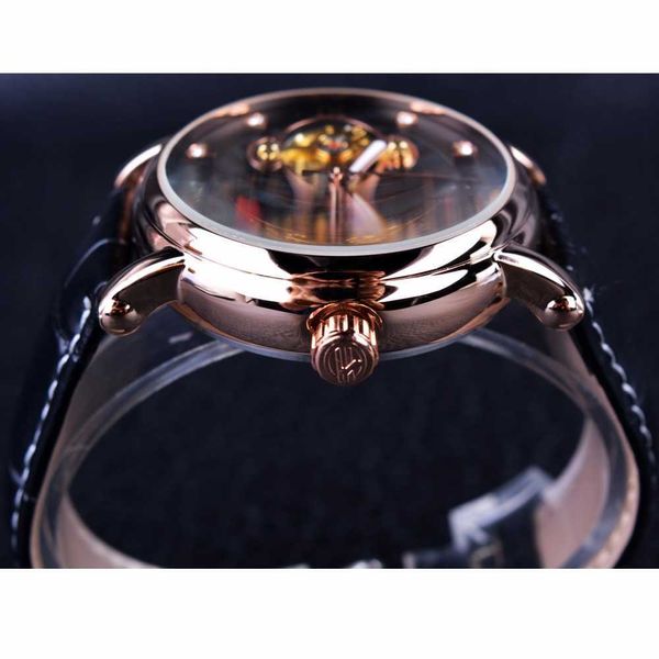 LMJLI - Forsining Mode Luxus Leuchtzeiger Roségoldene Herrenuhren Top-Marke Tourbillion Diamantanzeige Automatische mechanische Uhr