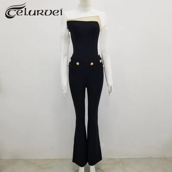 

dress black white long sleeve 2 pieces set bodycon rayon bandage fashion outfits, Black;gray