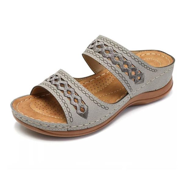 

sandals 2021 summer ladies non-slip lightweight soft bottom retro slope heel comfortable slipper, Black