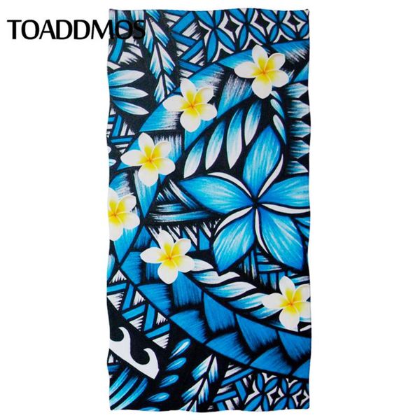 

towel toaddmos plumeria hawaiian tribe flowers blue bathroom towels quick dry soft fade resistant wrap blanket for kids adult