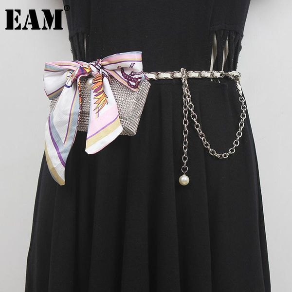 

belts [eam] printed bandgae metal chain rhinestone long belt personality women fashion tide all-match spring autumn 2021 1de0962, Black;brown