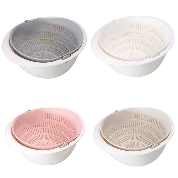 

storage baskets double drain basket bowl washing kitchen strainer noodles fruit