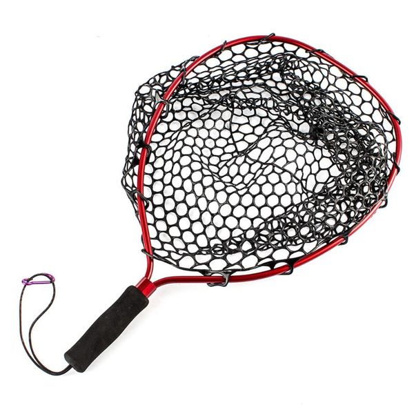 

handheld landing net replacement catch release outdoor sports mesh with lanyard portable aluminum alloy strong fishing tools accessories