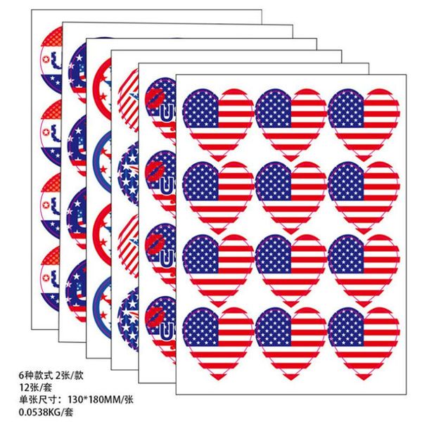 

gift wrap 5 piece america flag emblem stickers