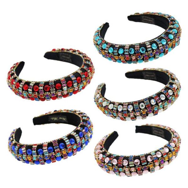 

hair clips & barrettes female girls baroque tiaras wide headband headwear luxurious color crystal rhinestones hoop wholesales, Golden;silver
