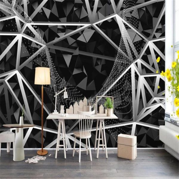 

wallpapers milofi custom 3d large wall painting nordic simple retro black geometric tv background decoration