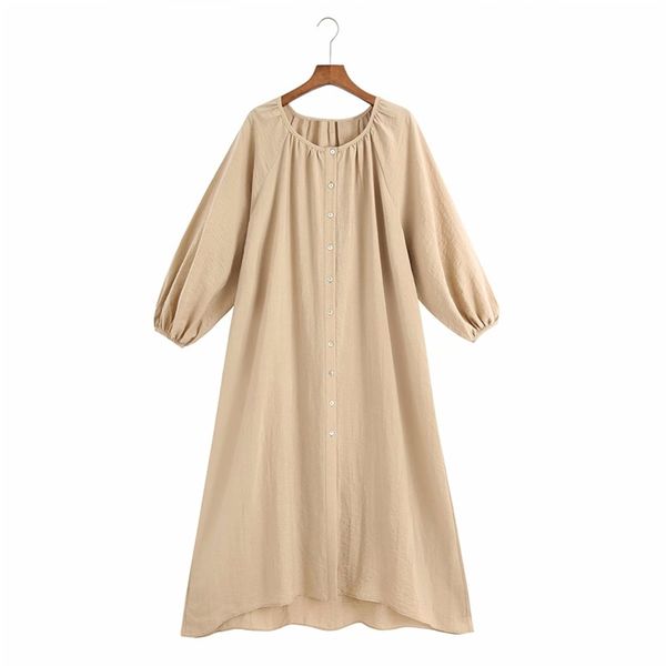 

summer women vintage shirts dress o-neck 3/4 sleeve fashion street loose es female elegant solid clothes vestido 210513, Black;gray