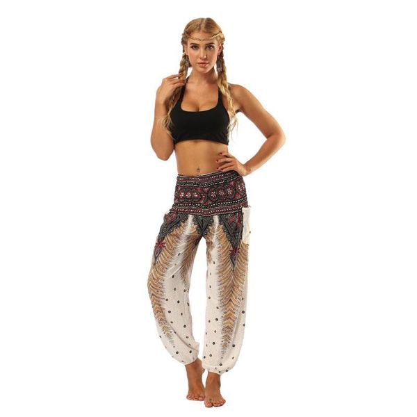 

women's pants & capris womens easy yo ga harem palazzo drawstring parachute smocked waist high waisted patiala thai sweatpants soft, Black;white