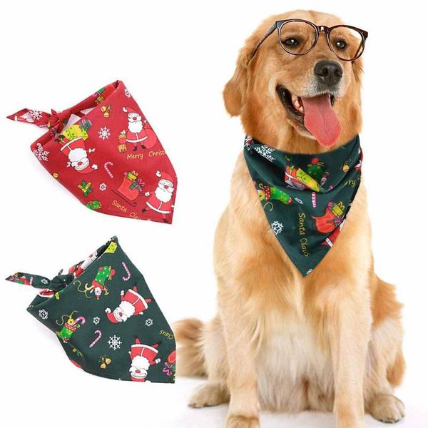 

dog apparel 2pcs bandana christmas costume pet santa pattern triangle scarf cat for